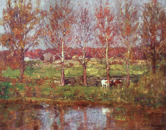 Theodore Clement Steele Cows by the Stream oil painting image